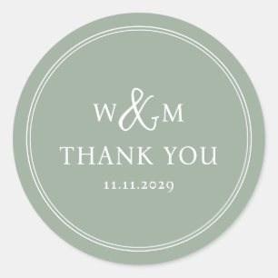Sticker Rond Mariage monogramme moderne simple et élégant