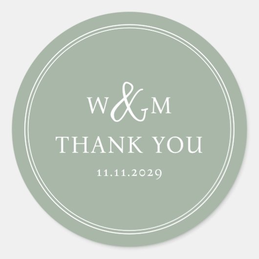 Sticker Rond Mariage monogramme moderne simple et élégant (Devant)