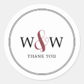 Sticker Rond Mariage monogramme moderne simple et élégant (Devant)