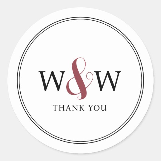 Sticker Rond Mariage monogramme moderne simple et élégant (Devant)