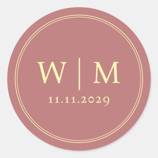 Sticker Rond Mariage monogramme moderne simple et élégant (Devant)