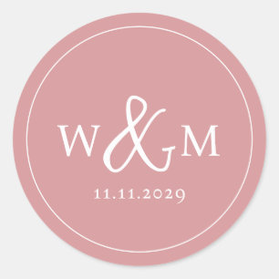 Sticker Rond Mariage monogramme moderne simple et élégant