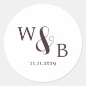 Sticker Rond Mariage monogramme moderne simple et élégant (Devant)