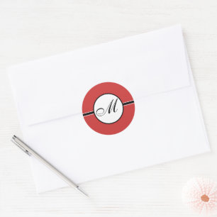 Sticker Rond Mariage Monogramme Montré Rouge Vous Choisissez La