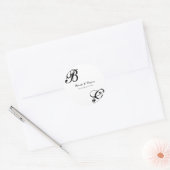 Sticker Rond Mariage Monogramme noir et blanc (Enveloppe)