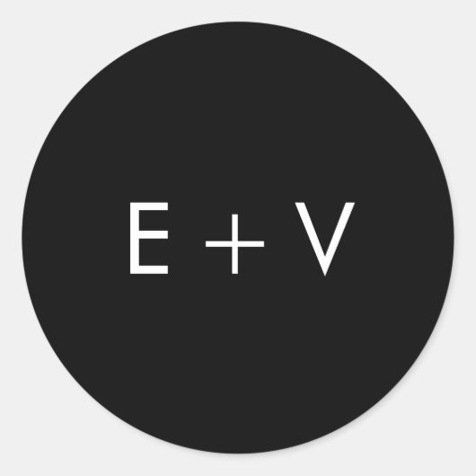 Sticker Rond Mariage Monogramme Noir Moderne (Devant)