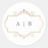 Sticker Rond mariage monogramme or classique romantique (Devant)