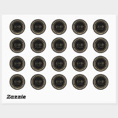 Sticker Rond Mariage Monogramme Or et Noir (Feuille)