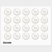 Sticker Rond mariage monogramme or texturé cygne blanc (Feuille)