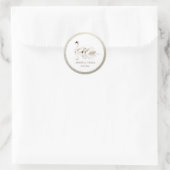 Sticker Rond mariage monogramme or texturé cygne blanc (Sac)