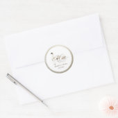 Sticker Rond mariage monogramme or texturé cygne blanc (Enveloppe)