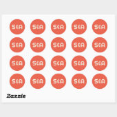 Sticker Rond Mariage monogramme orange et jaune rétro (Feuille)