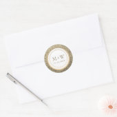 Sticker Rond Mariage Monogramme Pailleté Or (Enveloppe)