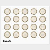 Sticker Rond Mariage Monogramme Pailleté Or (Feuille)