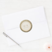 Sticker Rond Mariage Monogramme Pailleté Or (Enveloppe)