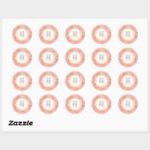Sticker Rond Mariage Monogramme Pêche (Feuille)