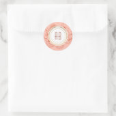 Sticker Rond Mariage Monogramme Pêche (Sac)