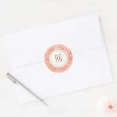 Sticker Rond Mariage Monogramme Pêche (Enveloppe)