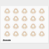 Sticker Rond Mariage Monogramme Rose Rococo Français (Feuille)