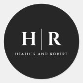 Sticker Rond Mariage Monogramme Simple Classique Chic Minimal N (Devant)