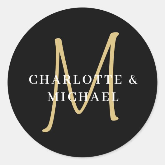Sticker Rond Mariage monogramme simple, élégant (Devant)