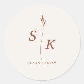 Sticker Rond Mariage monogramme simple et élégant (Devant)