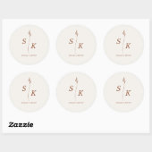 Sticker Rond Mariage monogramme simple et élégant (Feuille)
