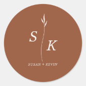 Sticker Rond Mariage monogramme simple et élégant (Devant)