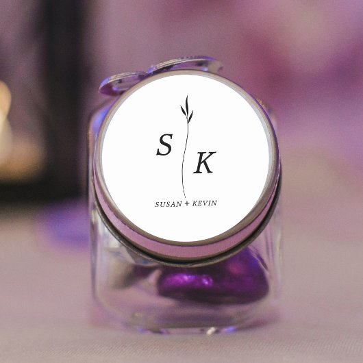 Sticker Rond Mariage monogramme simple et élégant