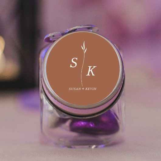 Sticker Rond Mariage monogramme simple et élégant