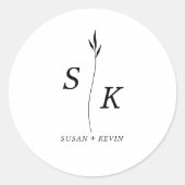 Sticker Rond Mariage monogramme simple et élégant (Devant)