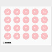 Sticker Rond mariage monogramme simple rose pastel (Feuille)