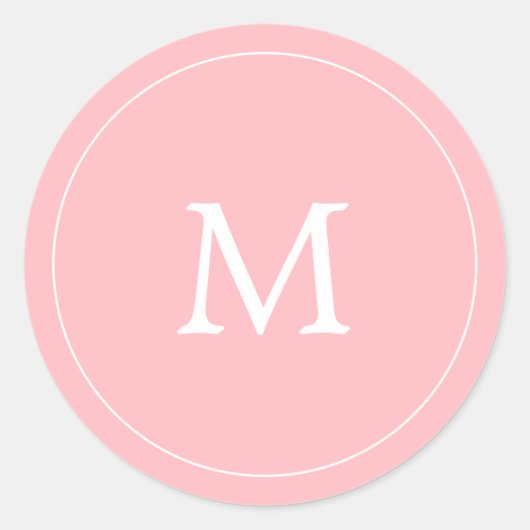 Sticker Rond mariage monogramme simple rose pastel (Devant)
