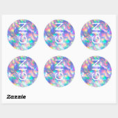 Sticker Rond Mariage Monogramme Ultra Moderne Iridescent (Feuille)