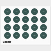 Sticker Rond Mariage Monogramme Vert Émeraude Classique Simple (Feuille)