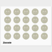 Sticker Rond Mariage Monogramme vert Sage personnalisé (Feuille)