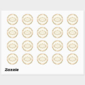 Sticker Rond Mariage Monogramme Vintage Ivoire (Feuille)