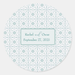 Sticker Rond Mariage motif bleu pastel