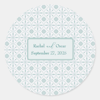 Sticker Rond Mariage motif bleu pastel