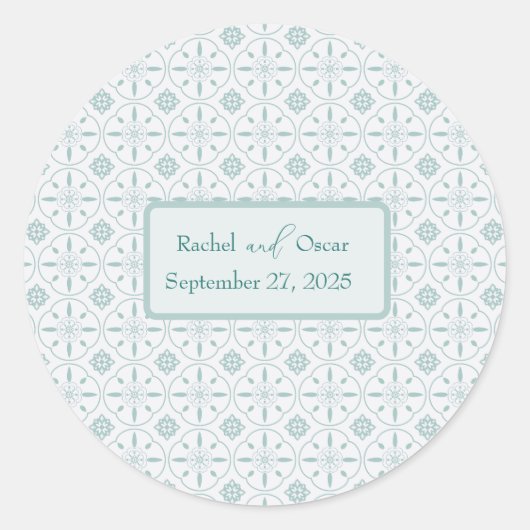 Sticker Rond Mariage motif bleu pastel (Devant)