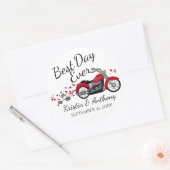 Sticker Rond Mariage moto rouge et gris (Enveloppe)