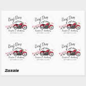 Sticker Rond Mariage moto rouge et gris (Feuille)