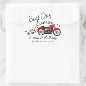 Sticker Rond Mariage moto rouge et gris (Sac)