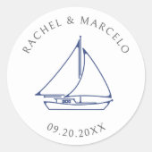 Sticker Rond Mariage nautique (Devant)