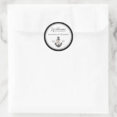 Sticker Rond Mariage nautique Ancre florale noir et blanc (Sac)