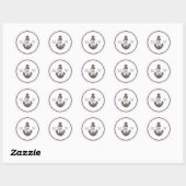 Sticker Rond Mariage nautique Ancre florale rose et marine (Feuille)