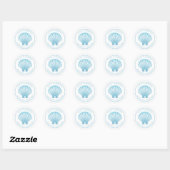 Sticker Rond Mariage Nautique Bleu Shell Beach vient de se mari (Feuille)