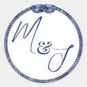 Sticker Rond Mariage nautique côtier (Devant)