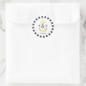 Sticker Rond Mariage nautique de marine et d'or (Sac)