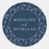 Sticker Rond Mariage naval botanique moderne (Devant)
